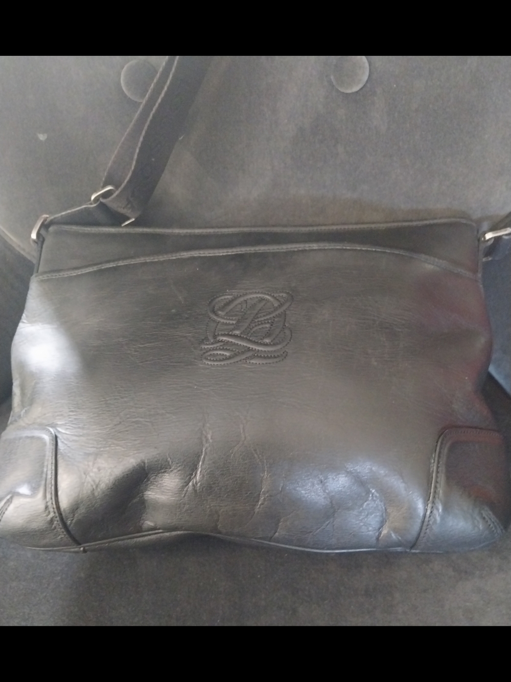 LOUIS QUATORZE Black Leather Shoulder Bag